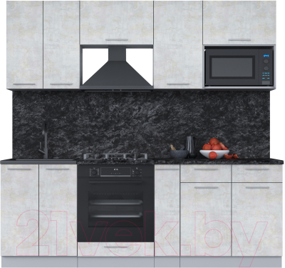 Кухонный гарнитур Интерлиния Мила 2.2 ВТ (бетон лайт/бетон лайт/кастилло темный) - фото