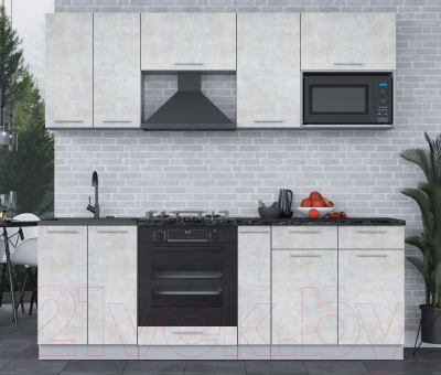 Кухонный гарнитур Интерлиния Мила 2.2 ВТ (бетон лайт/бетон лайт/кастилло темный)