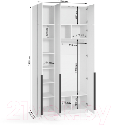 Шкаф Soma Lord Black 3-х створчатый 120x240