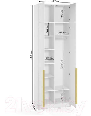 Шкаф Soma Lord Gold 2-х створчатый 80x240