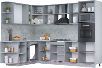 Кухонный гарнитур Интерлиния Мила Лайт 1.88х2.8 левая (дуб золотой/бетон портленд/дуб бунратти)