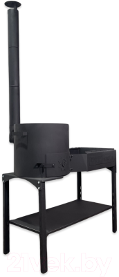 Печь-мангал Chugun Invest 3в1 80x30.5x70см 340мм (8-10л, с дымоходом и подказанником)