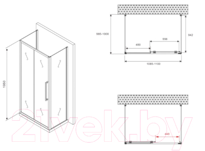 Душевой уголок Abber Schwarzer Diamant AG30110H-S100-S100