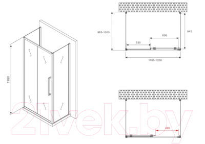 Душевой уголок Abber Schwarzer Diamant AG30120H-S100-S100
