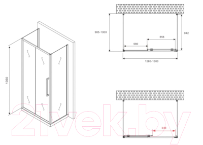 Душевой уголок Abber Schwarzer Diamant AG30130H-S100-S100
