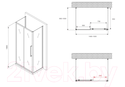 Душевой уголок Abber Schwarzer Diamant AG30150H-S100-S100
