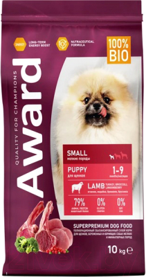 Сухой корм для собак Award Puppy Small с ягненком и индейкой с доб. брокколи и брусники - фото