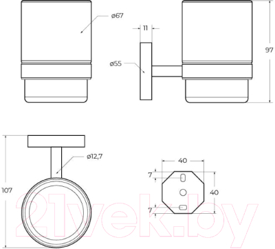 Стакан для зубной щетки и пасты Cezares RELAX-TUMS-01