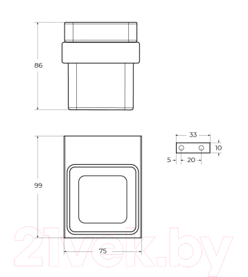 Стакан для зубной щетки и пасты Cezares SLIDER-TUMS-01