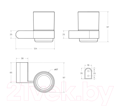 Стакан для зубной щетки и пасты Cezares STYLUS-TUMS-01