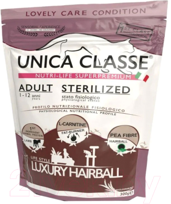 Сухой корм для кошек Unica Classe Adult Sterilized Luxury Hairball - фото