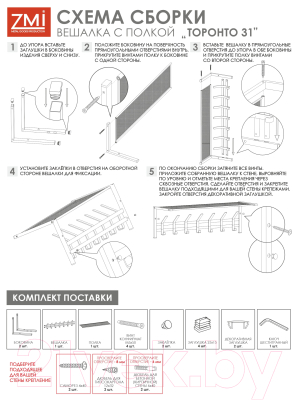 Вешалка для одежды ЗМИ Торонто 31 с полкой / ВСПТ31