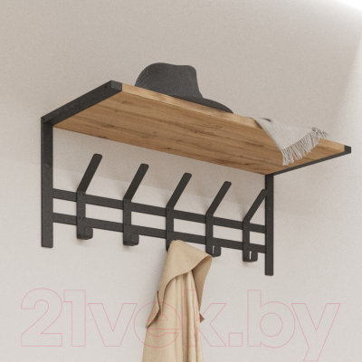 Вешалка для одежды ЗМИ Торонто 21Д с полкой / ВСПТ21Д