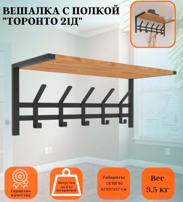 Вешалка для одежды ЗМИ Торонто 21Д с полкой / ВСПТ21Д