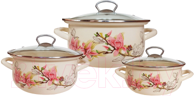 Набор кастрюль КМЗ Магнолия-1-Экстра стиль - фото