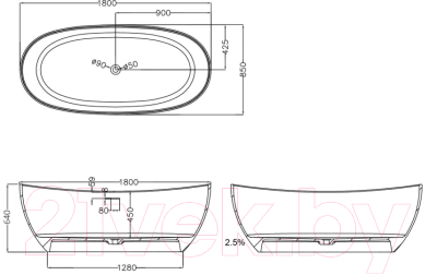 Ванна из искусственного камня Abber Stein AS9615-1.8