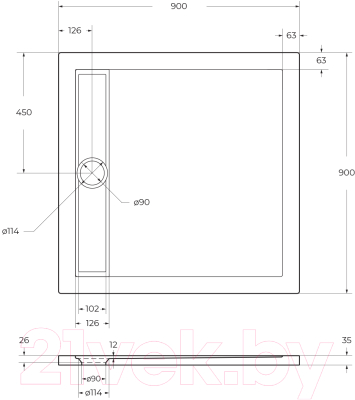 Душевой поддон BelBagno TRAY-BB-DUE-A-90-4-W0