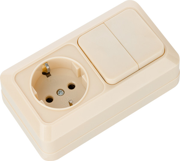 Блок выключатель+розетка TDM Ладога SQ1801-0202