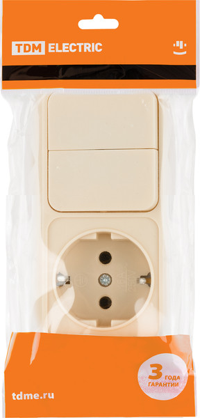 Блок выключатель+розетка TDM Ладога SQ1801-0202