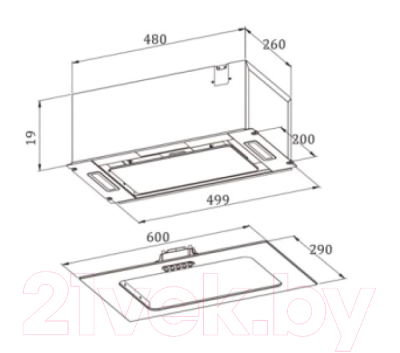 Вытяжка скрытая ZORG Cendy 850 60 M BL (черный)