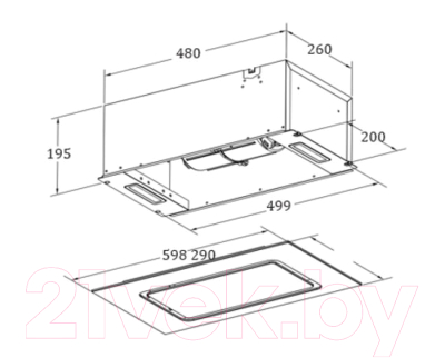 Вытяжка скрытая ZORG Santa 850 60 S BL (черный)
