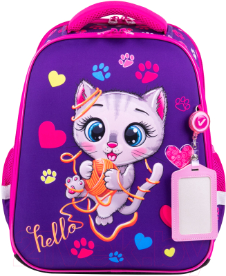 Школьный рюкзак Brauberg Fit. Playing kitty / 270615 - фото