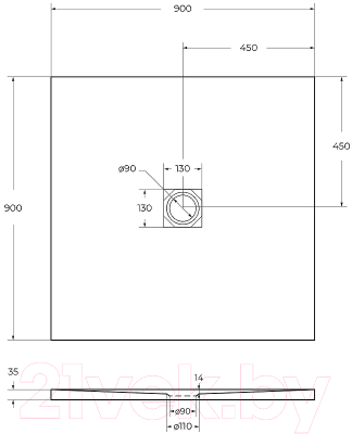 Душевой поддон BelBagno TRAY-MR-UNO-A-90-35-W-CR
