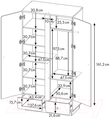 Шкаф Polini Kids Ameli 4010 / 0002763.165