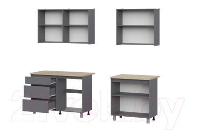 Кухонный гарнитур Mio Tesoro Денвер 2.0м (графит серый/дуб сонома)