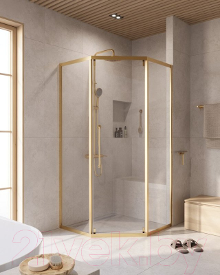 Душевой уголок Cezares RELAX-304-P-1-100-C-BORO (брашированное золото)