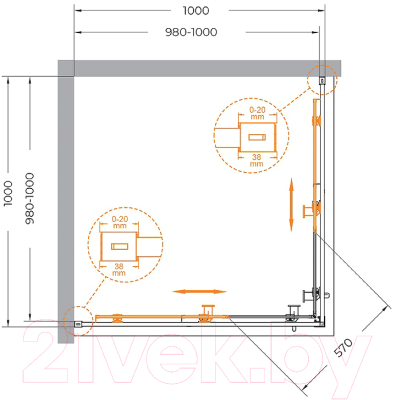 Душевой уголок Cezares RELAX-304-A-2-100-C-GM (оружейная сталь)