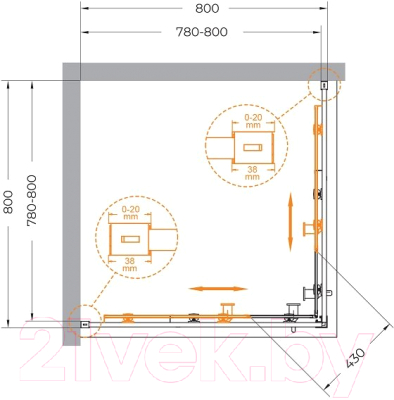 Душевой уголок Cezares RELAX-304-A-2-80-C-GM