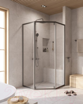 Душевой уголок Cezares RELAX-304-P-1-100-C-GM (оружейная сталь)