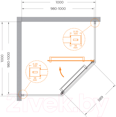 Душевой уголок Cezares RELAX-304-P-1-100-C-GM (оружейная сталь)