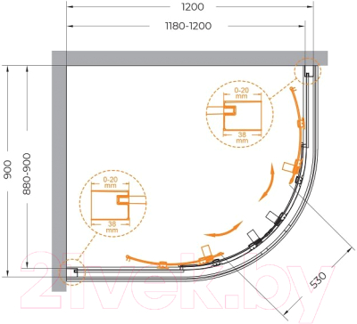 Душевой уголок Cezares RELAX-304-RH-2-120/90-C-GM (оружейная сталь)