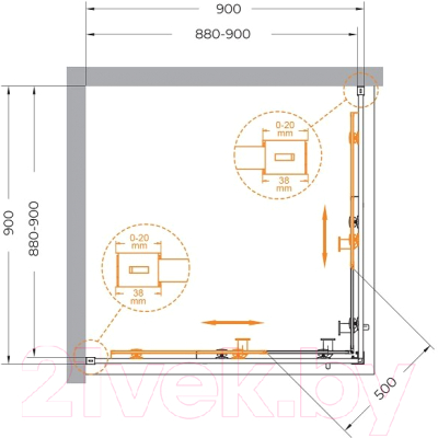 Душевой уголок Cezares RELAX-304-A-2-90-C-CR (глянцевый хром)