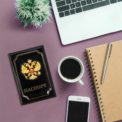 Обложка на паспорт Brauberg 3D герб + тиснение / 238201