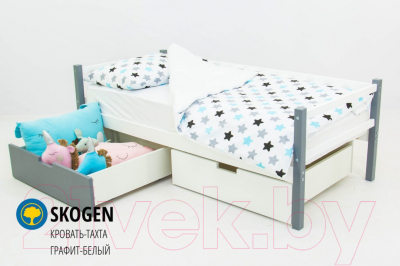 Кровать-тахта детская Бельмарко Skogen / 609 (графитовый/белый)