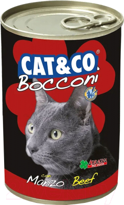 Влажный корм для кошек Adragna Cat&Co кусочки говядины в соусе - фото