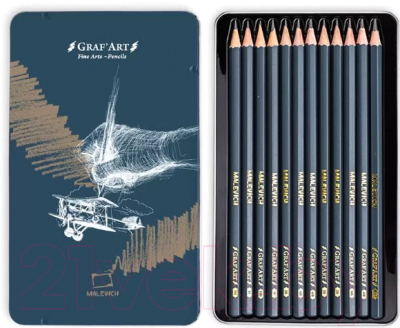 Набор простых карандашей Малевичъ GrafArt / 197904 - фото