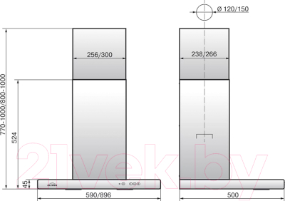 Вытяжка Т-образная Elikor Квадра 90Н-650-К3Д / 940708