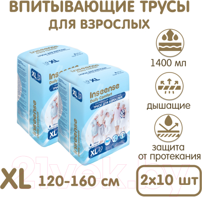 Трусы впитывающие для взрослых Inseense XL / Ins10adultXL/2