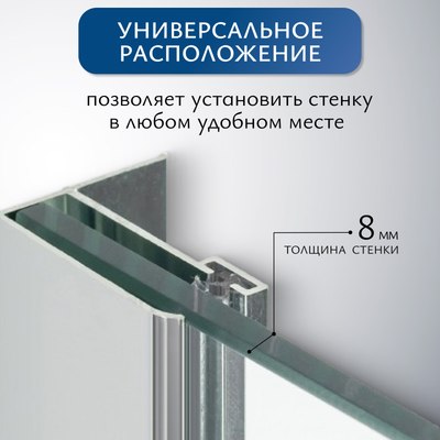 Душевая стенка Saniteco Walk-In SN-W8TC110 (110x200, прозрачное стекло, хромированный профиль)