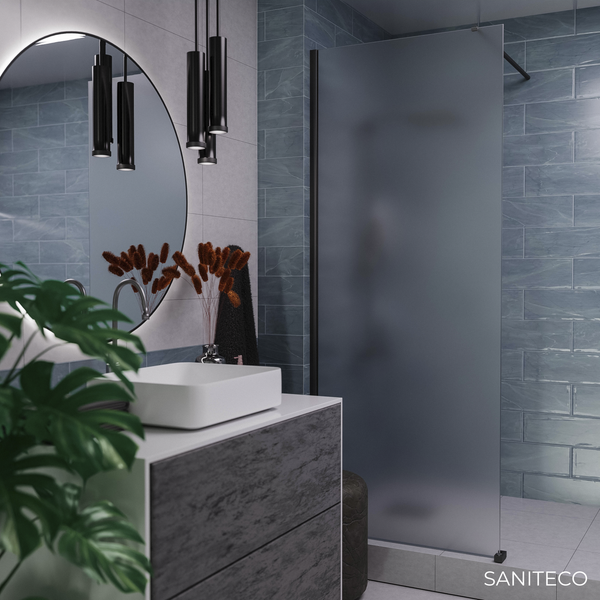 Душевая стенка Saniteco Walk-In SN-W8MB100 (100x200, матовое стекло, черный профиль)