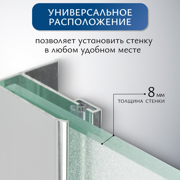 Душевая стенка Saniteco Walk-In SN-W8MC90 (90x200, матовое стекло, хромированный профиль)