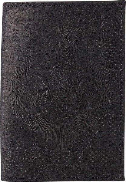 Обложка на паспорт Poshete Волк / 676-1/2-073-211BLK - фото