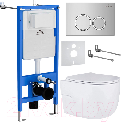 Унитаз подвесной с инсталляцией Roxen StounFix Slim 516917 - фото