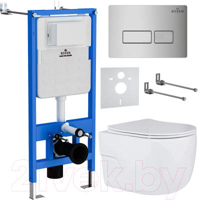 Унитаз подвесной с инсталляцией Roxen StounFix Slim 593355 - фото