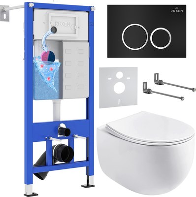 Унитаз подвесной с инсталляцией Roxen StounFix Dual Fresh 964010 - фото