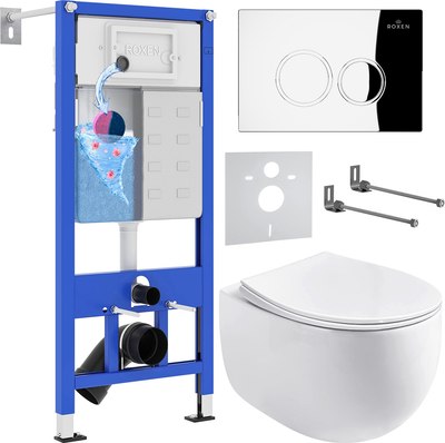 Унитаз подвесной с инсталляцией Roxen StounFix Dual Fresh 964032 - фото